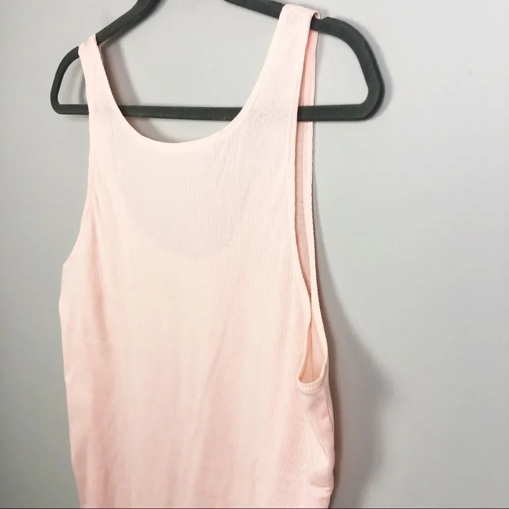 NIKE | Ribbed Scoop Back Peach Tank Top Dri-Fit Ruched Sides Plus Sz Women’s 1X